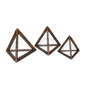 HomeRoots Set of Three Modern Bronze Metal Pyramid Sculptures – Stylish Tabletop Accents for Any Room 574097
