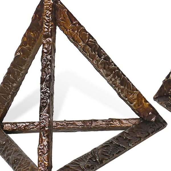 Homeroots Set Of Three Stunning Bronze Metal Pyramid Sculptures For Modern Home Decor And Style  Metal 574097