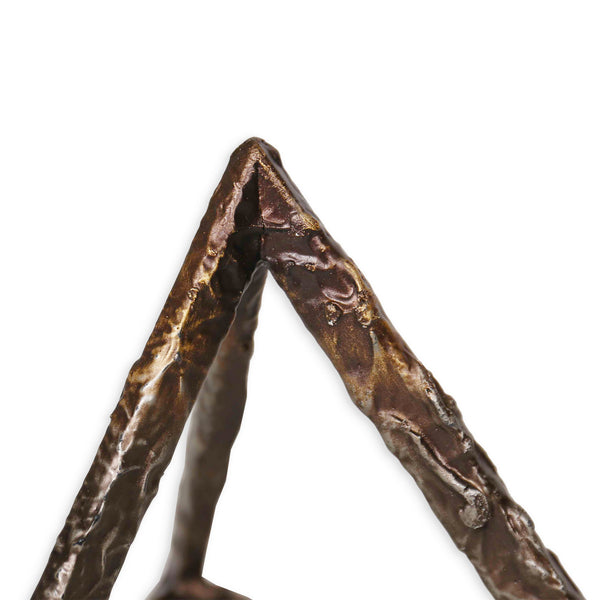 Homeroots Set Of Three Stunning Bronze Metal Pyramid Sculptures For Modern Home Decor And Style  Metal 574097