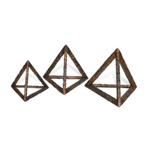 Homeroots Set Of Three Stunning Bronze Metal Pyramid Sculptures For Modern Home Decor And Style  Metal 574097