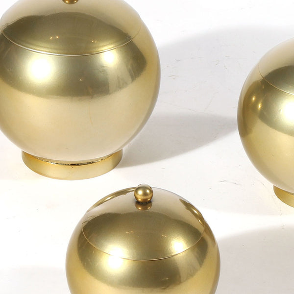 Homeroots Set Of Three Gold Metal Decorative Lidded Canisters - Elegant Modern Home Decor With Chic Style  Metal 574102