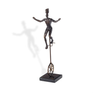 HomeRoots 16" Bronze Resin Unicycle Man Sculpture - Whimsical Art for Stylish Tabletop Décor & Gift Ideas 574103