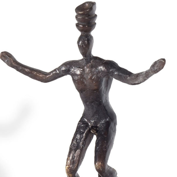 HomeRoots 16" Bronze Resin Unicycle Man Sculpture - Whimsical Art for Stylish Tabletop Décor & Gift Ideas 574103