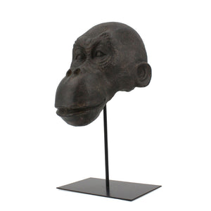 HomeRoots 16" Brown Resin Gorilla Face Tabletop Sculpture - Unique Jungle-Inspired Decor for Home & Office 574104