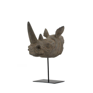 HomeRoots 17" Brown Resin Rhinoceros Sculpture - Bold Wildlife Tabletop Decor for Modern Interiors & Gifts 574105