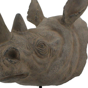 HomeRoots 17" Brown Resin Rhinoceros Sculpture - Bold Wildlife Tabletop Decor for Modern Interiors & Gifts 574105
