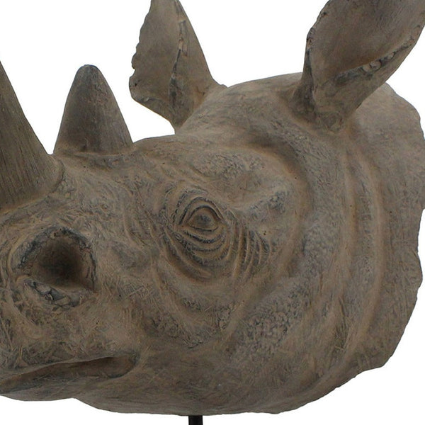 HomeRoots 17" Brown Resin Rhinoceros Sculpture - Bold Wildlife Tabletop Decor for Modern Interiors & Gifts 574105