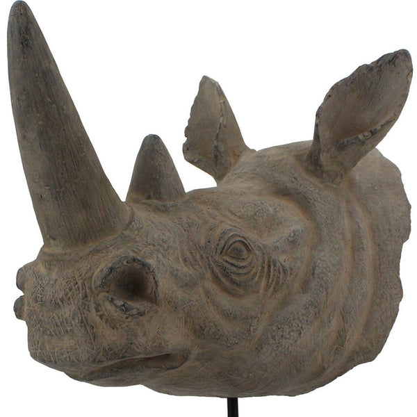 HomeRoots 17" Brown Resin Rhinoceros Sculpture - Bold Wildlife Tabletop Decor for Modern Interiors & Gifts 574105