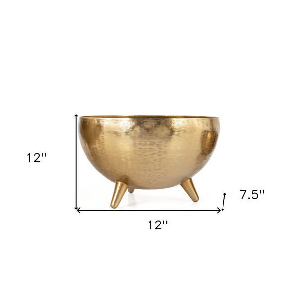 Homeroots Set Of Three Gold Metal Decorative Bowls With Unique Footed Design For Stylish Home Décor  Metal 574106