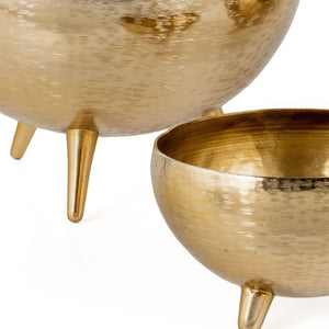 Homeroots Set Of Three Gold Metal Decorative Bowls With Unique Footed Design For Stylish Home Décor  Metal 574106