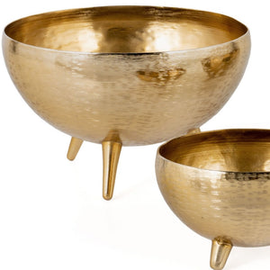 Homeroots Set Of Three Gold Metal Decorative Bowls With Unique Footed Design For Stylish Home Décor  Metal 574106