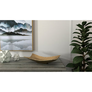 HomeRoots 20" Gold Ceramic Vanity Tray - Elegant Organizer for Cosmetics, Jewelry & Decor in Modern Style 574110
