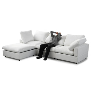 English Elm Sky Cloud L-Shaped 4-Seater Sectional Sofa With Washable Cushions And Storage Ottoman For Living Room B341S00001-GIGA