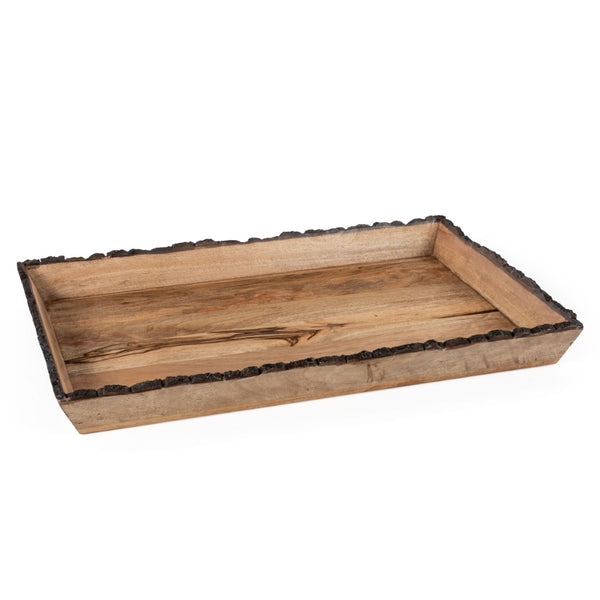 HomeRoots Set of Two Elegant Brown Solid Wood Vanity Trays for Stylish Decor & Organizing Accessories 574113