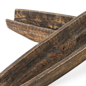 HomeRoots Set of Two Rustic Dark Brown Mango Wood Boat Trays - Stylish Decorative Centerpieces for Home Decor 574114