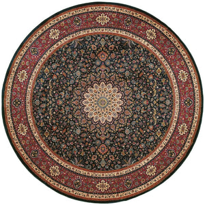 HomeRoots 6' Blue Oriental Round Rug - Elegant Design, Durable & Stain-Resistant for High-Traffic Spaces 6' Round 574119