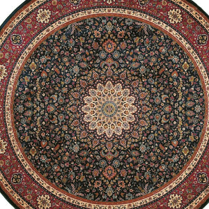 HomeRoots 6' Blue Oriental Round Rug - Elegant Design, Durable & Stain-Resistant for High-Traffic Spaces 6' Round 574119