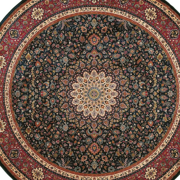 HomeRoots 6' Blue Oriental Round Rug - Elegant Design, Durable & Stain-Resistant for High-Traffic Spaces 6' Round 574119