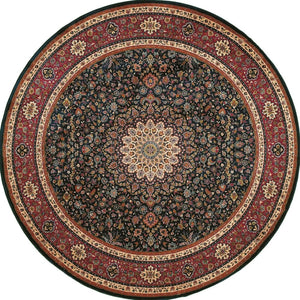 HomeRoots 6' Blue Oriental Round Rug - Elegant Design, Durable & Stain-Resistant for High-Traffic Spaces 6' Round 574119