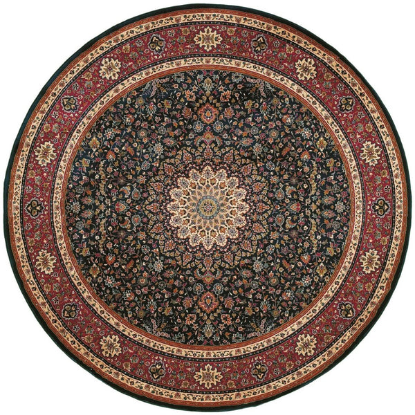 HomeRoots 6' Blue Oriental Round Rug - Elegant Design, Durable & Stain-Resistant for High-Traffic Spaces 8' Round 574120