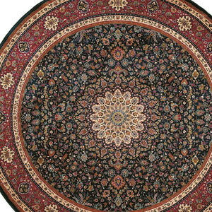 HomeRoots 6' Blue Oriental Round Rug - Elegant Design, Durable & Stain-Resistant for High-Traffic Spaces 8' Round 574120