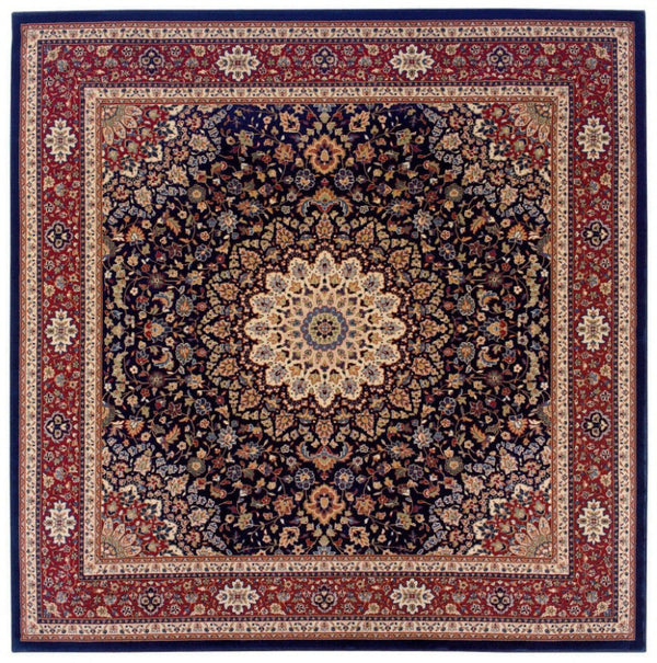 HomeRoots 8 Ft Square Oriental Polypropylene Area Rug Stain Resistant Living Room Accent 574121