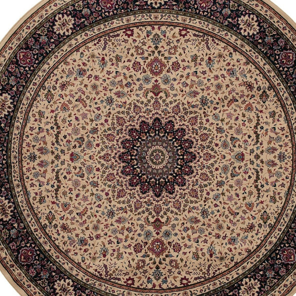 HomeRoots 6' Blue Oriental Round Rug - Elegant Design, Durable & Stain-Resistant for High-Traffic Spaces 6' Round 574122