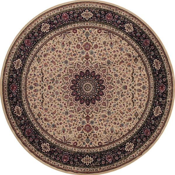 HomeRoots 6' Blue Oriental Round Rug - Elegant Design, Durable & Stain-Resistant for High-Traffic Spaces 6' Round 574122