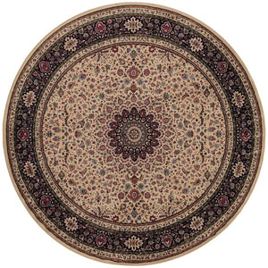 HomeRoots 6' Blue Oriental Round Rug - Elegant Design, Durable & Stain-Resistant for High-Traffic Spaces 8' Round 574123