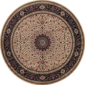 HomeRoots 6' Blue Oriental Round Rug - Elegant Design, Durable & Stain-Resistant for High-Traffic Spaces 8' Round 574123