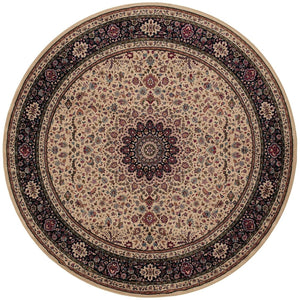 HomeRoots 6' Blue Oriental Round Rug - Elegant Design, Durable & Stain-Resistant for High-Traffic Spaces 8' Round 574123