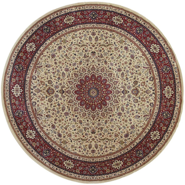 HomeRoots 6' Blue Oriental Round Rug - Elegant Design, Durable & Stain-Resistant for High-Traffic Spaces 8' Round 574126