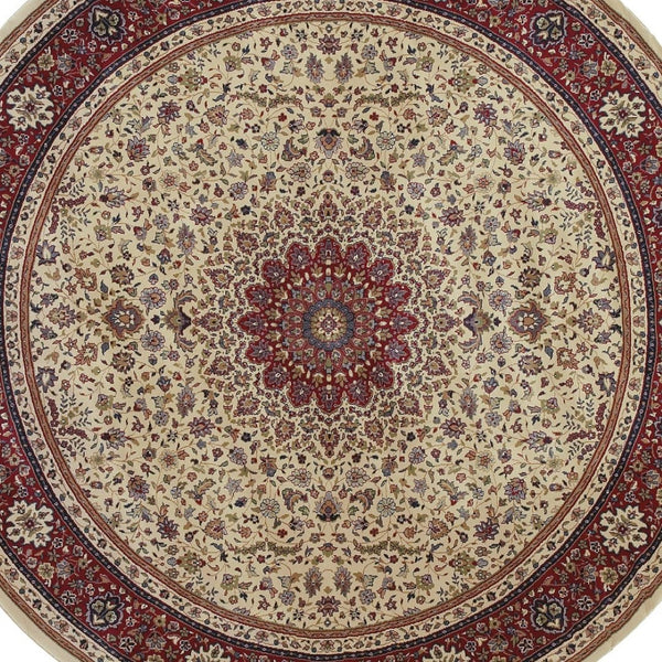 HomeRoots 6' Blue Oriental Round Rug - Elegant Design, Durable & Stain-Resistant for High-Traffic Spaces 8' Round 574126