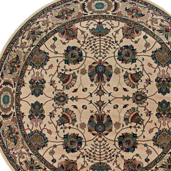 HomeRoots 6' Ivory Floral Round Rug - Elegant, Durable, Stain-Resistant Design for Timeless Home Décor Appeal 6' Round 574128
