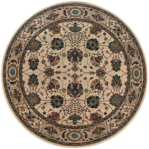 HomeRoots 6' Ivory Floral Round Rug - Elegant, Durable, Stain-Resistant Design for Timeless Home Décor Appeal 6' Round 574128
