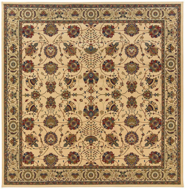 HomeRoots 6' Ivory Floral Round Rug - Elegant, Durable, Stain-Resistant Design for Timeless Home Décor Appeal 8' Square 574130