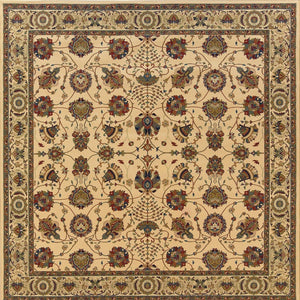 HomeRoots 6' Ivory Floral Round Rug - Elegant, Durable, Stain-Resistant Design for Timeless Home Décor Appeal 8' Square 574130