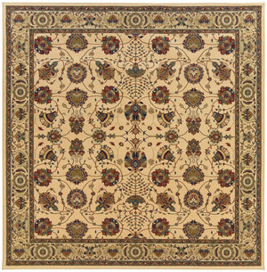 HomeRoots 6' Ivory Floral Round Rug - Elegant, Durable, Stain-Resistant Design for Timeless Home Décor Appeal 8' Square 574130
