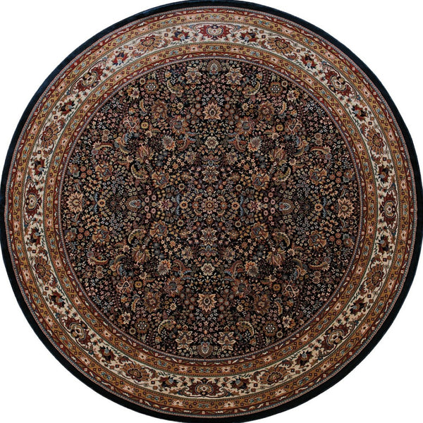 HomeRoots 6' Elegant Round Oriental Rug in Ivory, Black & Red - Timeless Style for Modern Spaces 6' Round 574131