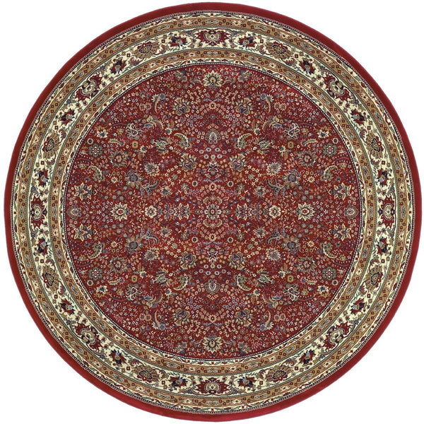 HomeRoots 6' Elegant Round Oriental Rug in Ivory, Black & Red - Timeless Style for Modern Spaces 6' Round 574134