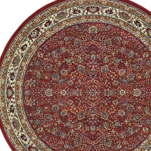 HomeRoots 6' Elegant Round Oriental Rug in Ivory, Black & Red - Timeless Style for Modern Spaces 6' Round 574134