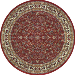 HomeRoots 6' Elegant Round Oriental Rug in Ivory, Black & Red - Timeless Style for Modern Spaces 6' Round 574134