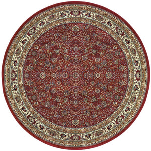HomeRoots 6' Elegant Round Oriental Rug in Ivory, Black & Red - Timeless Style for Modern Spaces 8' Round 574135