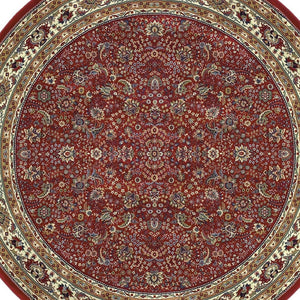 HomeRoots 6' Elegant Round Oriental Rug in Ivory, Black & Red - Timeless Style for Modern Spaces 8' Round 574135