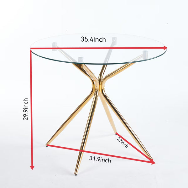 English Elm Dining Table With Tempered Glass Top And Chrome Metal Legs - Modern Space-Saving Design For Homes W234P351121
