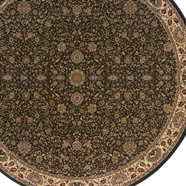 HomeRoots 6' Brown and Ivory Oriental Rug - Timeless Elegance, Durable Design for Active Homes and Spaces 6' Round 574140