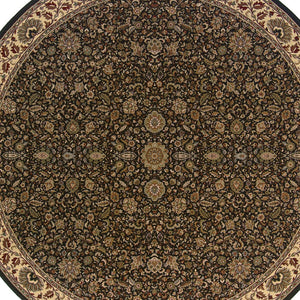 Homeroots 6' Brown Oriental Round Rug - Durable, Stain Resistant, Geometric Design For Warmth And Style Brown,Ivory Polypropylene 574141