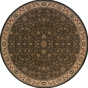 Homeroots 6' Brown Oriental Round Rug - Durable, Stain Resistant, Geometric Design For Warmth And Style Brown,Ivory Polypropylene 574141