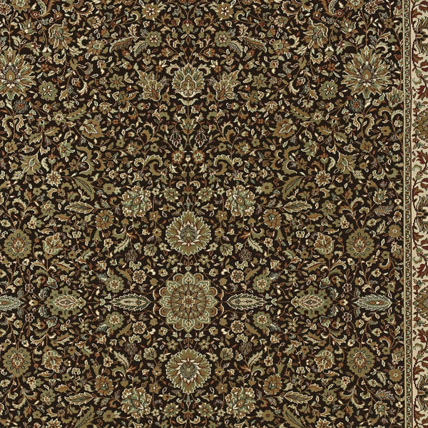 Homeroots 6' Brown Oriental Round Rug - Durable, Stain Resistant, Geometric Design For Warmth And Style 8' Square Polypropylene 574142