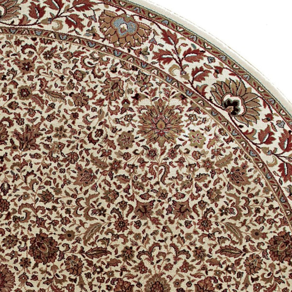 Homeroots 6' Brown Oriental Round Rug - Durable, Stain Resistant, Geometric Design For Warmth And Style 6' Round Polypropylene 574143